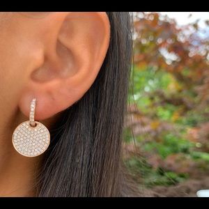 18k rose gold diamond disc earring